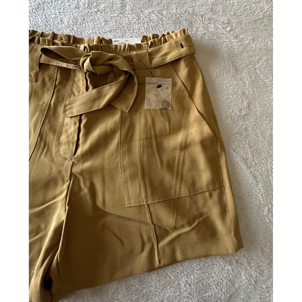 Nine West Sergio High Rise Paperbag Shorts Camel Tan Size L NWT - Picture 3 of 8